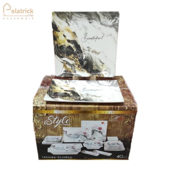 طقم ميلامين مربع ستايل 40 قطعه