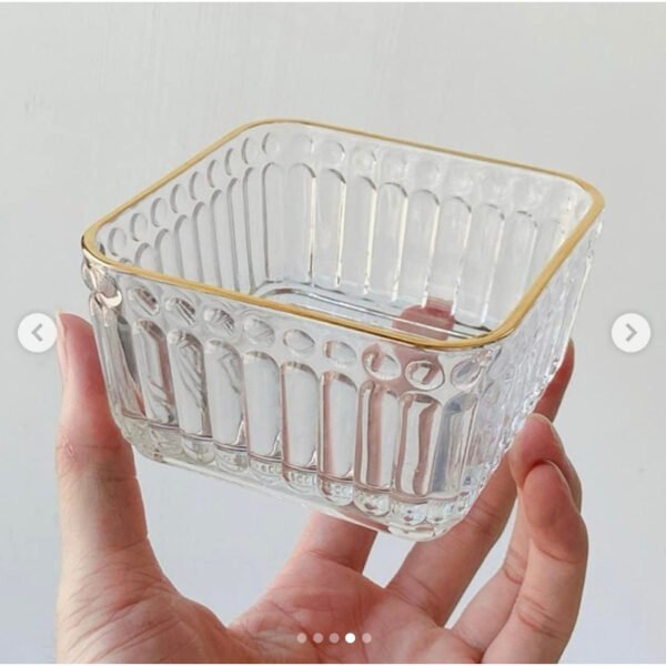 طقم بولة قزاز حافة ذهب مربع 6 قطع